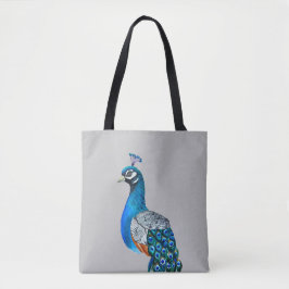 Bolsa Tote Pavão de Aquarela