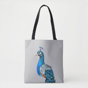 Bolsa Tote Pavão de Aquarela