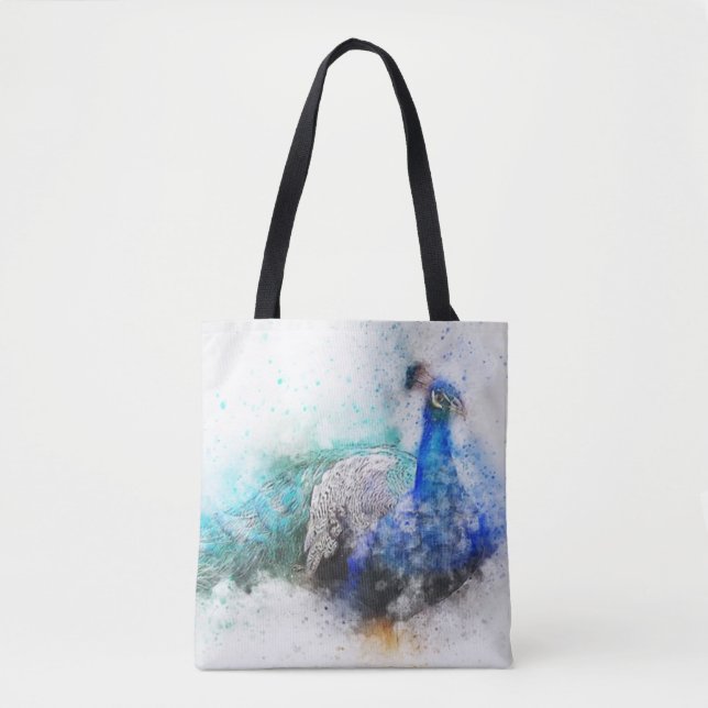 Bolsa Tote Pavão em Aquarela (Frente)