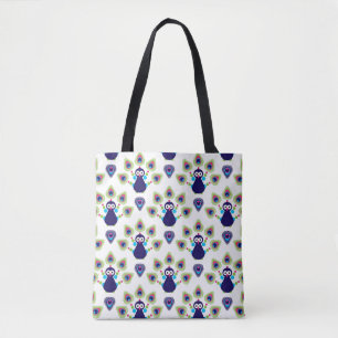 Bolsa Tote pavão exótico retro de india