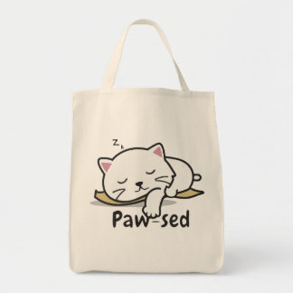 Bolsa Tote Paw-sed Cute Cat Tote – Lazy Kitty Cotton Bag