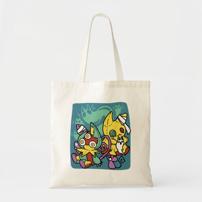 Bolsa Tote Paw-sitively Frightful | Monstrous Cats Halloween  (Frente)