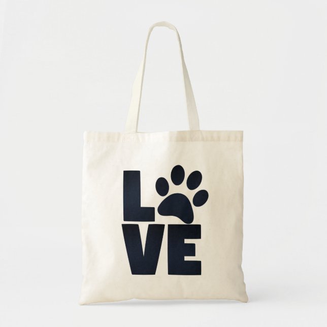Bolsa Tote Pawprint Love in Black (Frente)
