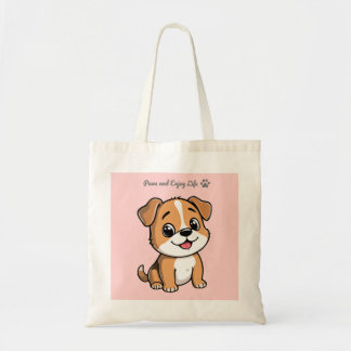 Bolsa Tote Paws and Enjoy Life Cute Puppy Tote Bag – Pastel