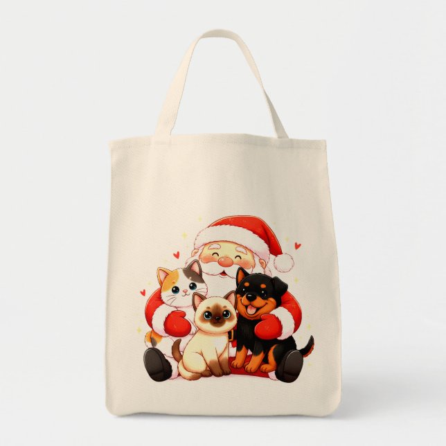 Bolsa Tote Pawsitively Huggable: Santa’s Snuggle Squad (Frente)
