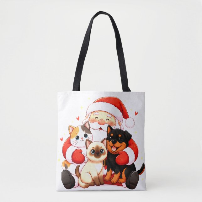 Bolsa Tote Pawsitively Huggable: Santa’s Snuggle Squad (Frente)