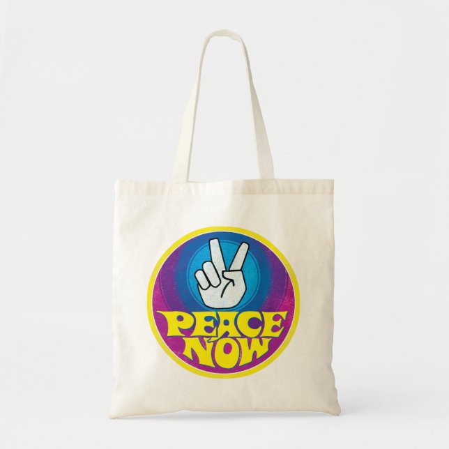 Bolsa Tote Paz Agora, Estilo de Hippie Retro Retrópico de Gro (Frente)