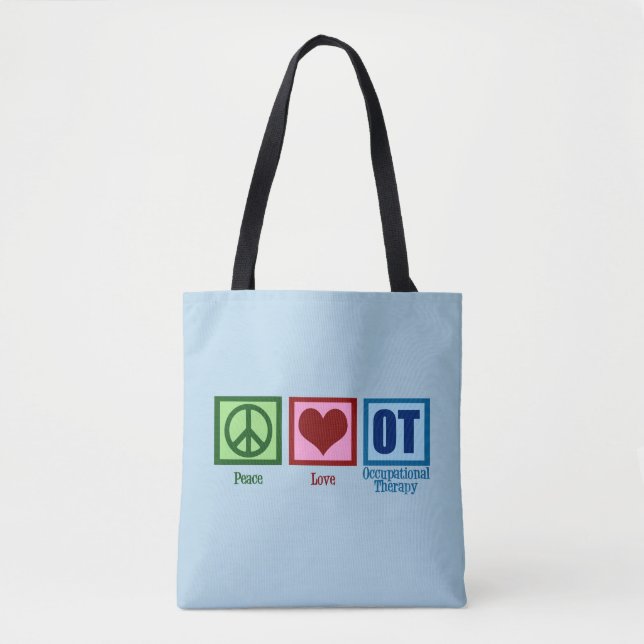 Bolsa Tote Paz Amor À Terapia Ocupacional (Frente)