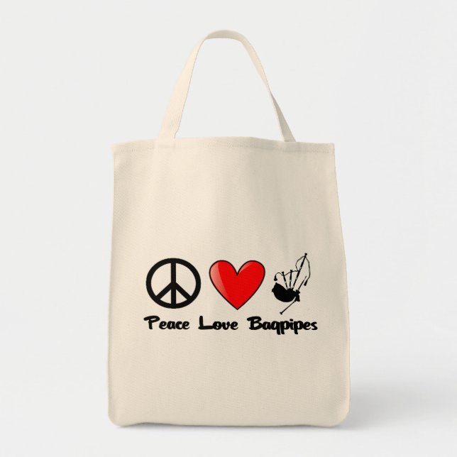 Bolsa Tote Paz, amor, Bagpipes (Frente)
