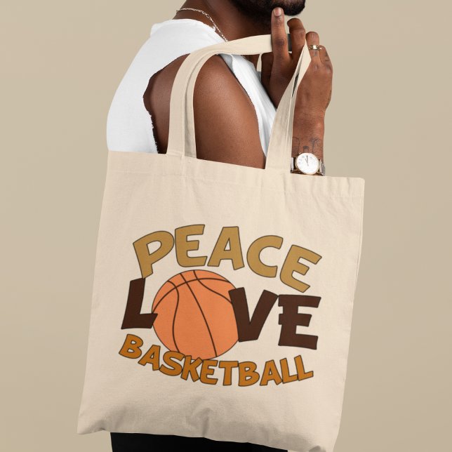 Bolsa Tote Paz Amor, Basquete Laranja/Marrom (Criador carregado)