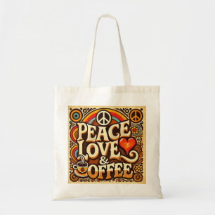 Bolsa Tote Paz, Amor, & Café - Toque Retroativo