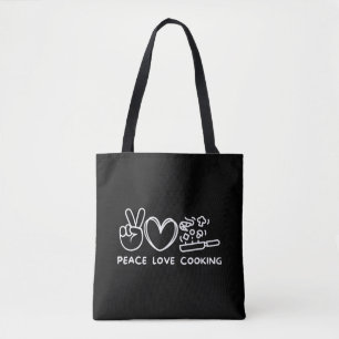 Bolsa Tote Paz, Amor Culinária Cozinheiro Retro Amante Da Cul