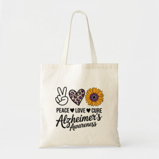 Bolsa Tote PAZ AMOR CURA Conscientização sobre Alzheimer