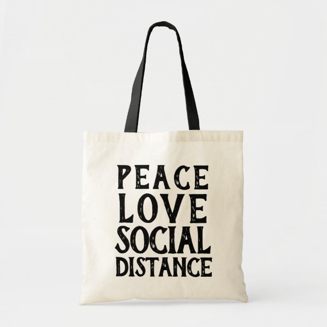 BOLSA TOTE PAZ - AMOR - DISTÂNCIA SOCIAL | (Frente)
