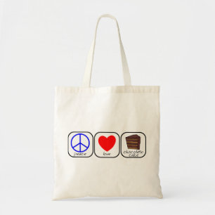 Bolsa Tote Paz, Amor e Bolo de Chocolate