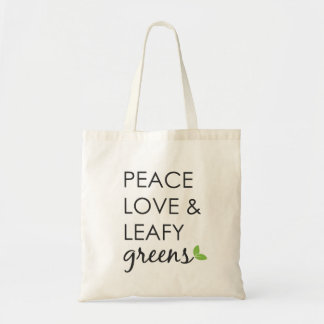 Bolsa Tote Paz, Amor e Folha Verdes Tote Bag