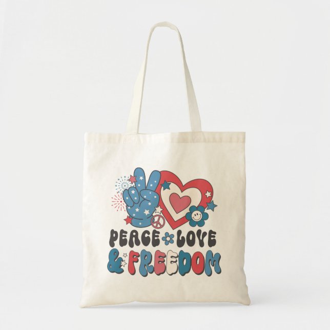 Bolsa Tote Paz, amor e liberdade (Frente)