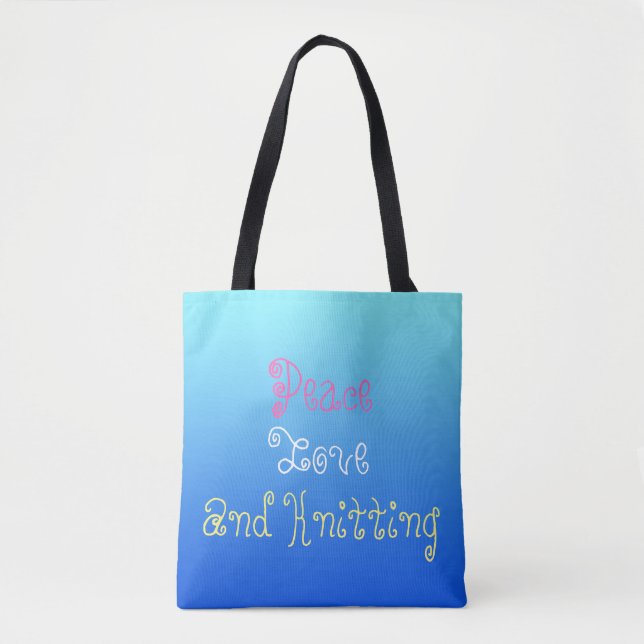 Bolsa Tote Paz Amor e tricô - personalizado (Frente)