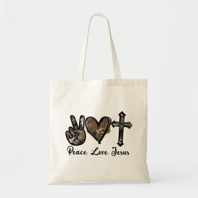Bolsa Tote Paz, Amor, Jesus (Frente)