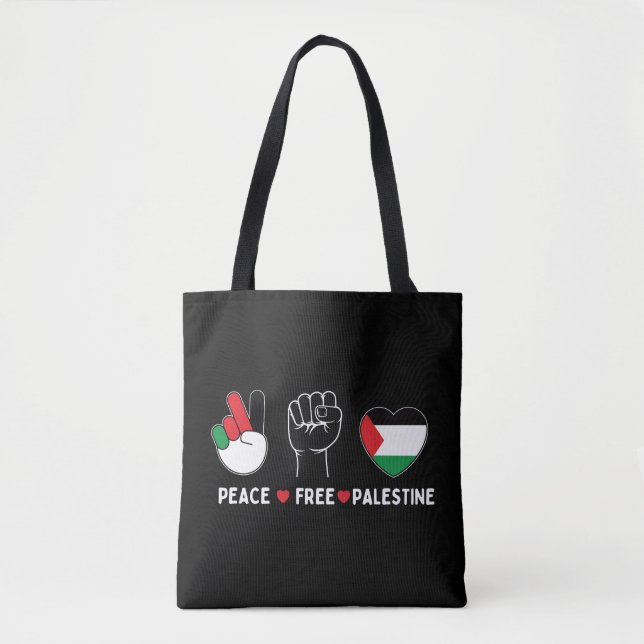 Bolsa Tote paz amor palestina - liberdade para palestinos (Frente)