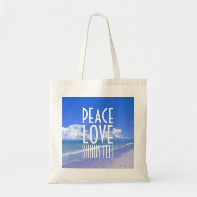 Bolsa Tote Paz, amor, pés de Sandy (Frente)