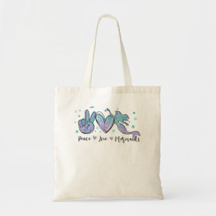 Bolsa Tote Paz Amor Sereias Esquadrão Tie Dye Figurume Bonito