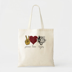 Bolsa Tote Paz Amor Tigre Animal Face Tiger Lover