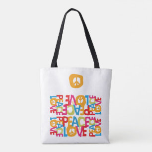 BOLSA TOTE PAZ E AMOR DO MUNDO DELANTAL HIPPIE VERÃO DE 2021