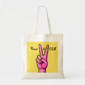 Bolsa Tote Paz e Resfriamento ✌️ Bag de Tote de Cartoon Mínim