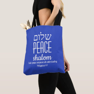 Bolsa Tote PAZ Hebraico שלום Escritura Shalom