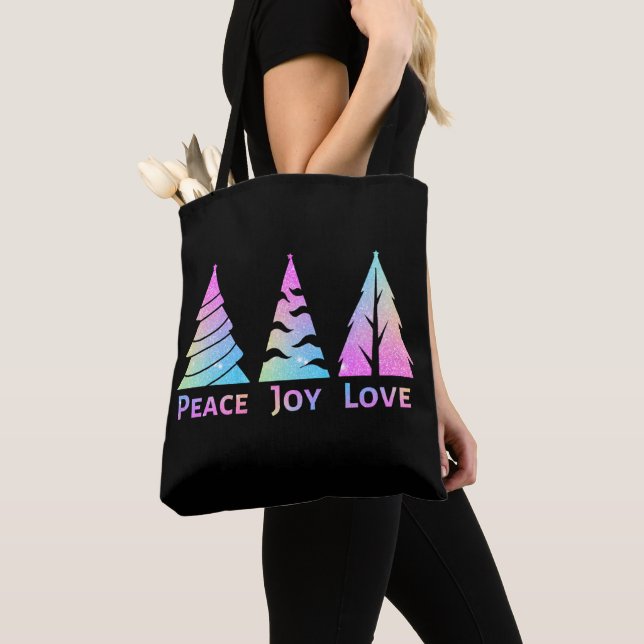 Bolsa Tote Paz Joy Adora Árvores de Natal (Close Up)