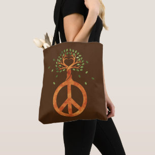 Bolsa Tote Paz Para Árvores - Coração De Potência Flor 1