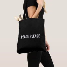 Bolsa Tote Paz Por favor, minimalista branco e preto contra a