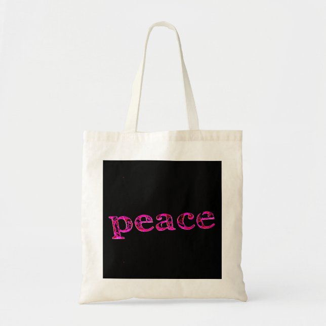 Bolsa Tote paz rosa a preto (Frente)