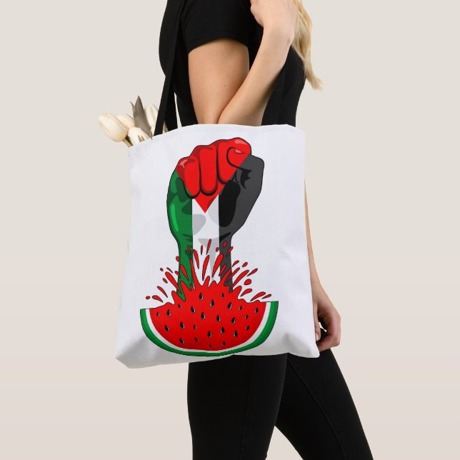 Bolsa Tote Pé de resistência da Palestina em Watermelon (Close Up)