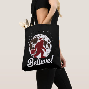 Bolsa Tote Pé Grande Acredite Natal Chapéu do Papai Noel Lua
