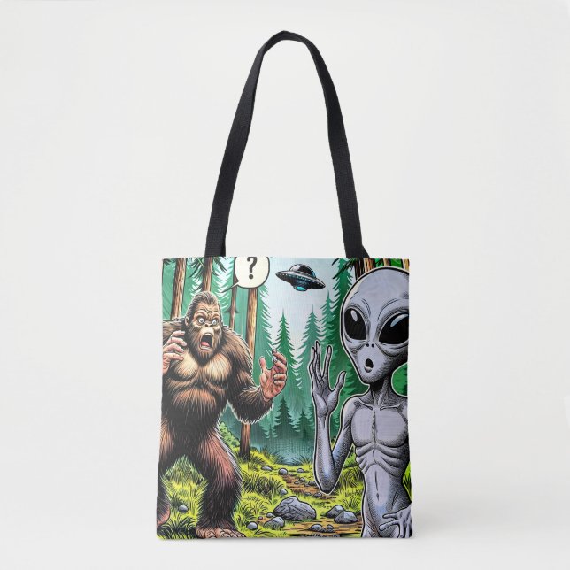 Bolsa Tote Pé Grande e Humor Alienígena (Frente)