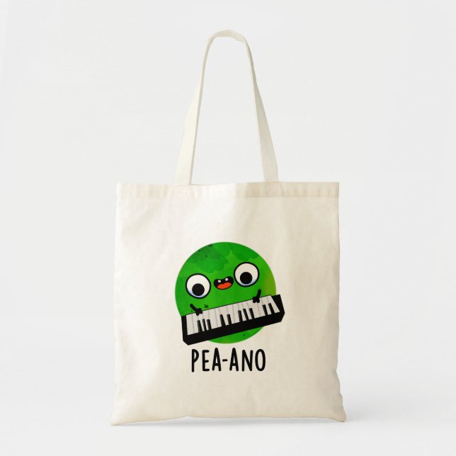 Bolsa Tote Pea-ano Funny Music Veggie Pea Pun (Frente)
