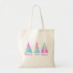 Bolsa Tote Peace Joy Love Christmas Tree