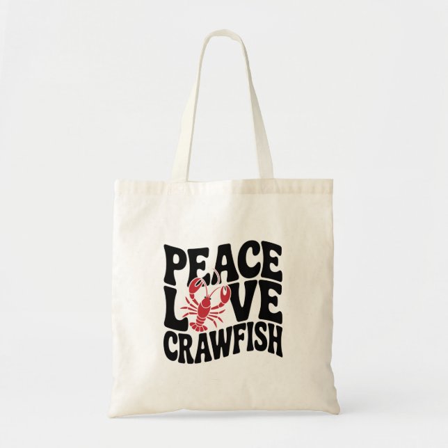 Bolsa Tote Peace Love and Crawfish Cajun Name (Frente)
