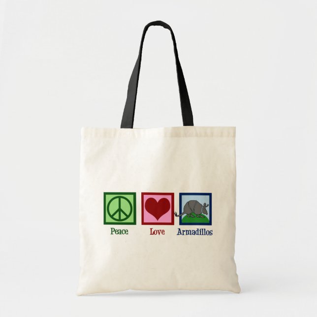 Bolsa Tote Peace Love Armadillos (Frente)