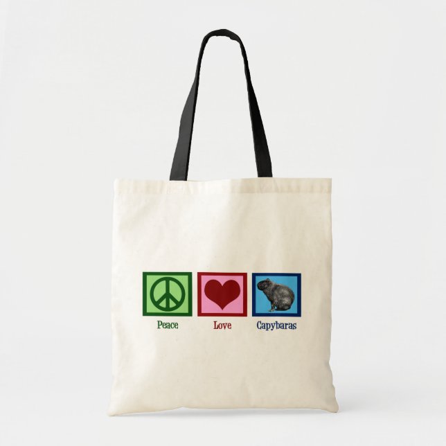 Bolsa Tote Peace Love Capybaras (Frente)