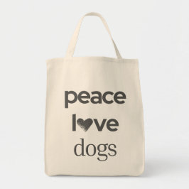 Bolsa Tote Peace Love Dogs Modern Dog Lover Graphic Statement
