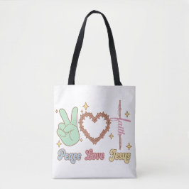 Bolsa Tote Peace, love, Jesus, God, Church, Religious, Bible