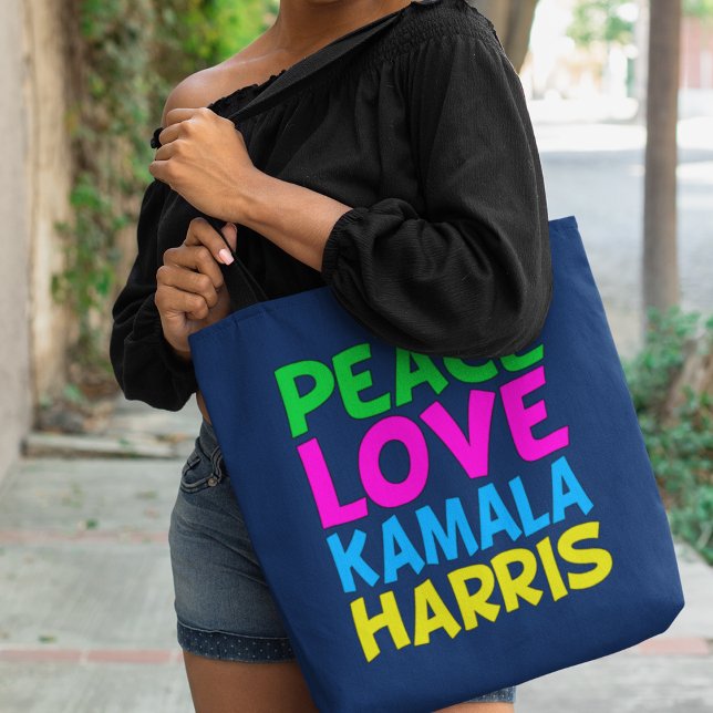 Bolsa Tote Peace Love Kamala Harris Cute Blue (Criador carregado)