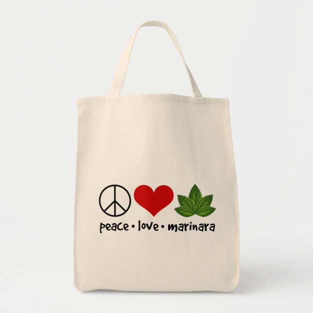 Bolsa Tote Peace Love Marinara Basil Deixa Cluster (Frente)