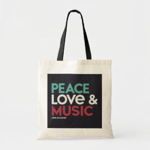 Bolsa Tote Peace Love & Music Tote Bag - Espalhar a Positivid