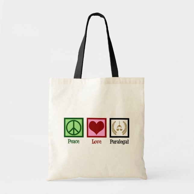 Bolsa Tote Peace Love Paralegal (Frente)