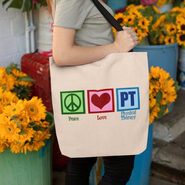 Bolsa Tote Peace Love Physical Therapist (Criador carregado)