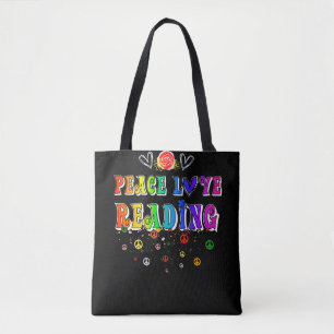 Bolsa Tote Peace Love Reading Cute Floral Heart